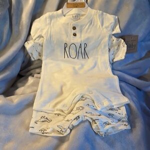 Rae Dunn Set of 2 Baby Rompers “Onesies”